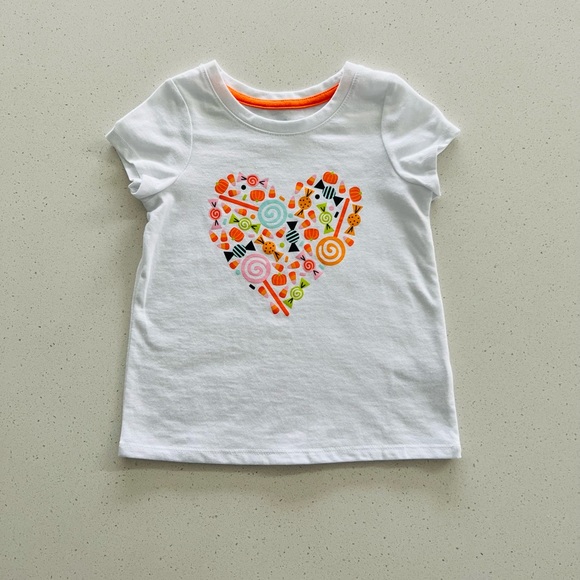 Cat & Jack Toddler Girls Halloween Candy Heart Short Sleeve Tee Size 3T - Picture 2 of 5